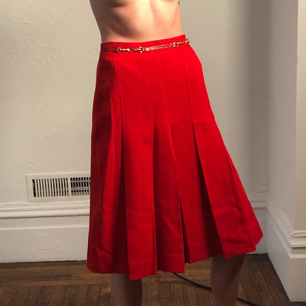 1970s Céline wool pleated skirt